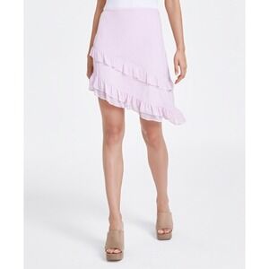 bar III Ruffle Asymmetrical Mini Skirt Womens 10 Pink Pastel Coquette Balletcore